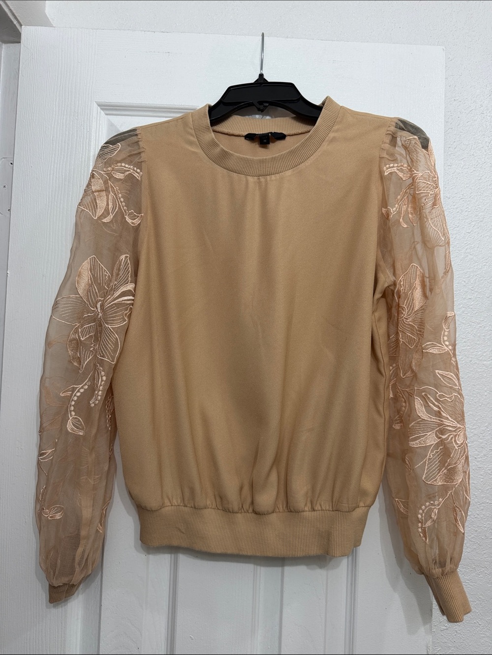 Express Sheer Floral Sleeve Top